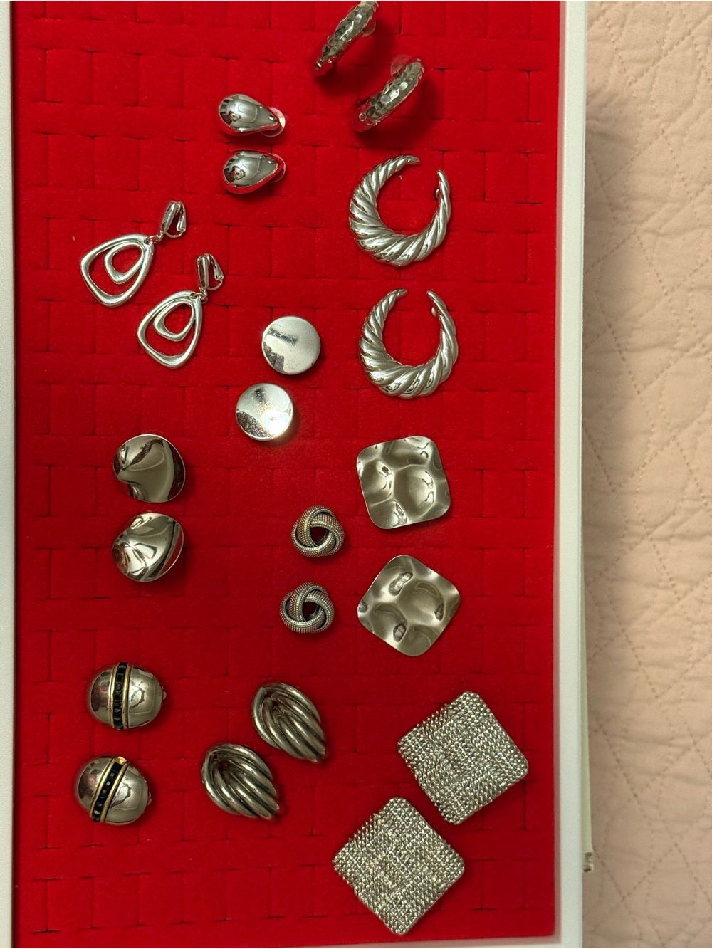 Vintage Silvertone Statement Earrings Lot 11 pairs